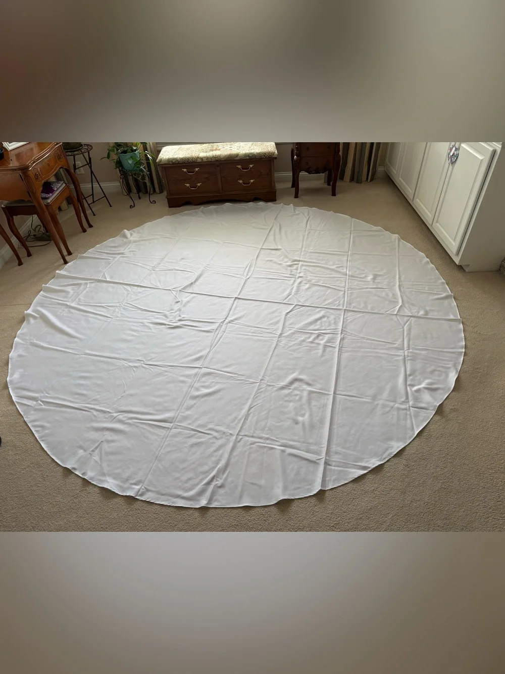 Two White Round Tablecloths - Classic Solid Dining Linen